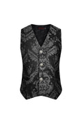 GILET HOMME GOTHIQUE STEAMPUNK VICTORIEN BROCARD NOIR