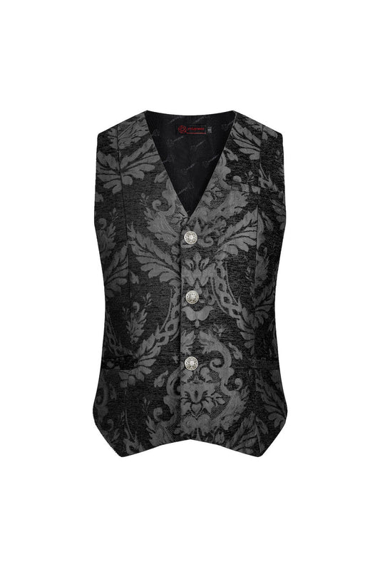 GILET HOMME GOTHIQUE STEAMPUNK VICTORIEN BROCARD NOIR
