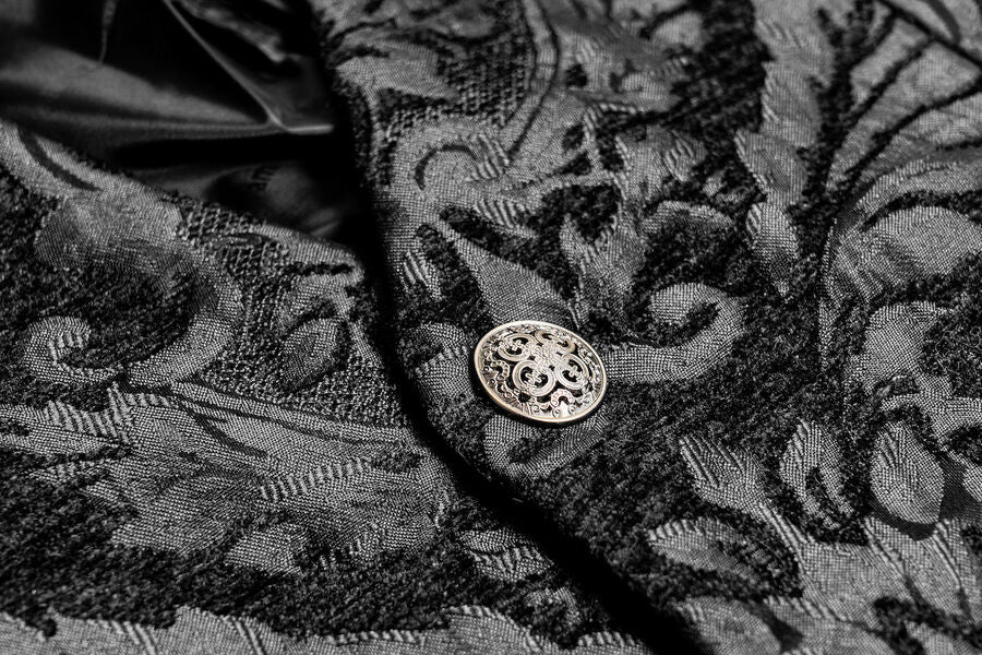 GILET HOMME GOTHIQUE STEAMPUNK VICTORIEN BROCARD NOIR
